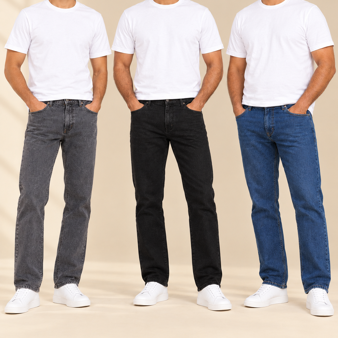 Pack 3 Jeans Premium (Gris + Noir + Bleu)